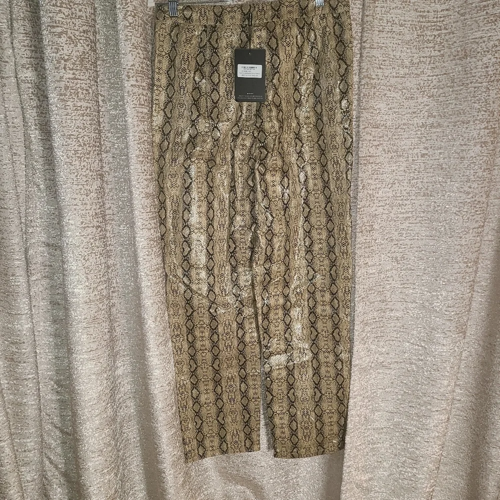 Pretty Little Thing Snake Print straight Leg Trousers Size 8